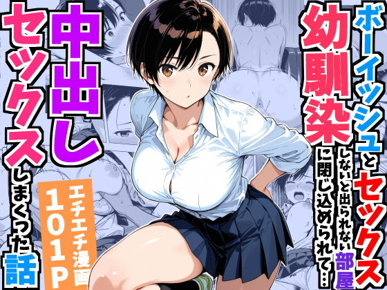 ボーイッシュ幼馴染と「セックスしないと出られない部屋」に閉じ込められて…中出しセックスしまくった話 アイキャッチ画像 【同人漫画 ミツケル】